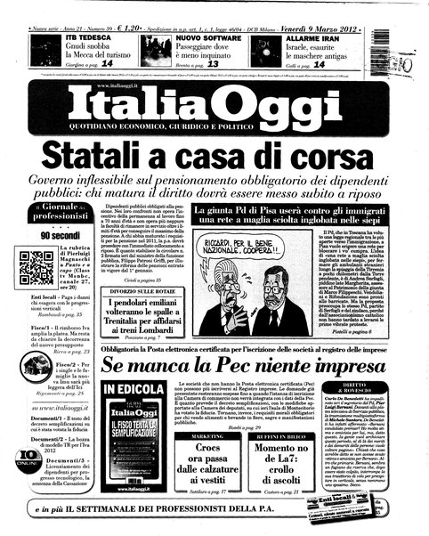 Italia oggi : quotidiano di economia finanza e politica